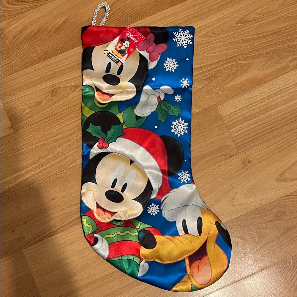 New Disney Christmas Festive Stocking with Mickey and Friends - Blue and Red